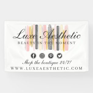 Banderoles Touches de peinture aquarelle rose poudré et or ro