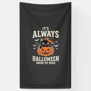 Banderoles Toujours Halloween Chat Noir Design de Citrouille