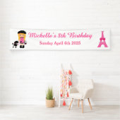 Banderoles Tour Eiffel de Paris Fille Blonde (En situation)