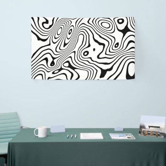 Banderoles Tourbillon blanc noir Conception abstraite (Salon professionnel)