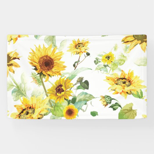 Banderoles Tournesol à l'aquarelle (Horizontal)