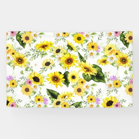 Banderoles Tournesol d'aquarelle 7 (Horizontal)