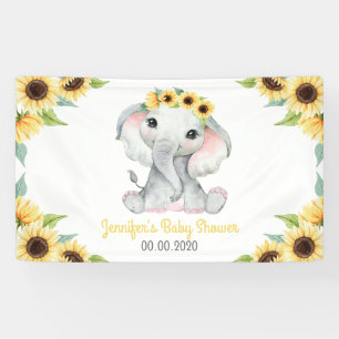 Banderoles Tournesol Eléphant Girl Banner pour le Baby shower