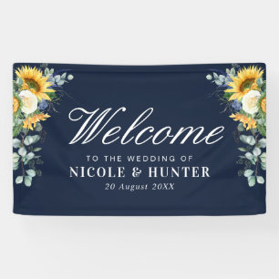 Banderoles tournesol eucalyptus floral bienvenue mariage
