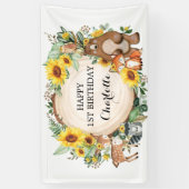 Banderoles Tournesol Forêt Animaux Joyeux Anniversaire (Vertical)