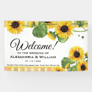 Banderoles Tournesol Jaune Pays Floral   Bienvenue Mariage