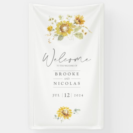 Banderoles Tournesol Jaune Russe Mariage (Vertical)