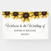 Banderoles Tournesol Mariage Floral Blanc Jaune Simple (Horizontal)