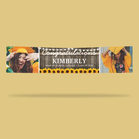 Banderoles Tournesol rustique 2023 Graduation 2 Photo