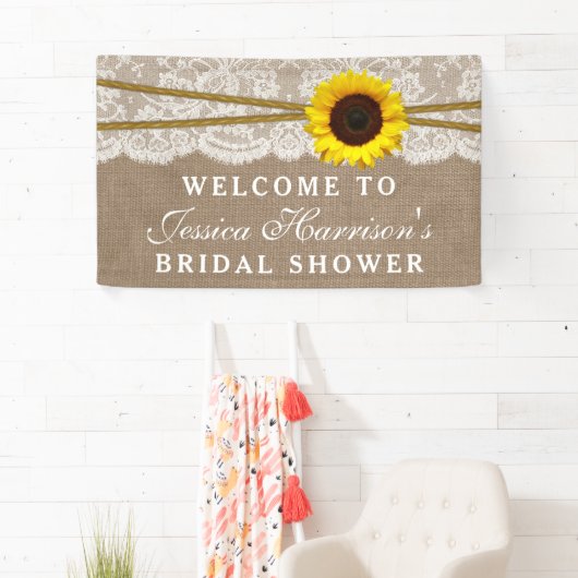 Banderoles Tournesol rustique, Fête des mariées Burlap & dent (En situation)