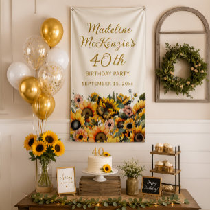 Banderoles Tournesols Papillon Femme 40e Anniversaire