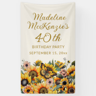 Banderoles Tournesols Papillon Femme 40e Anniversaire