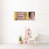 Banderoles Tournesols rustiques et texture bois Anniversaire (En situation)