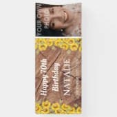 Banderoles Tournesols rustiques et texture bois Anniversaire (Vertical)