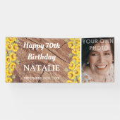 Banderoles Tournesols rustiques et texture bois Anniversaire (Horizontal)