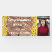 Banderoles Tournesols rustiques et texture bois Graduation (Horizontal)