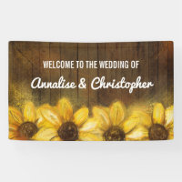 Tournesols sur l'accueil en bois | au mariage