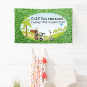 Banderoles Tournoi de golf avec terrain de golf herbe verte   (En situation)