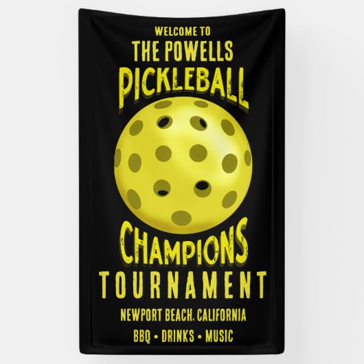 Banderoles Tournoi de Pickleball Jaune (Vertical)