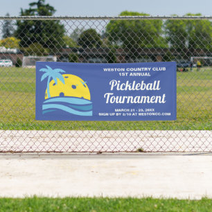Banderoles Tournoi de Pickleball Tropical Palm Tree Sun Beach