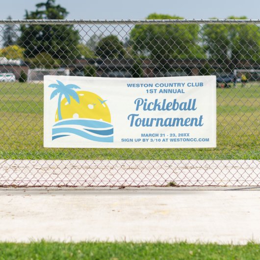 Banderoles Tournoi de Pickleball Tropical Palm Tree Sun Beach (En situation)