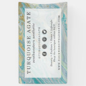 Banderoles Tourquoise & Or Agate Pierre Géode Marbre Swirl (Vertical)