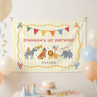 Banderoles Tous les animaux de fête sont invités Safari Anniv