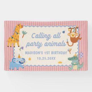 Banderoles Tous les animaux de fête sont invités Safari Anniv