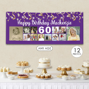 Banderoles Tout anniversaire 12 Photo Rubans dorés Couleur pe