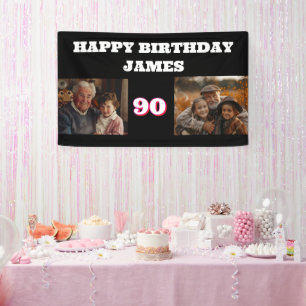 Banderoles Tout Anniversaire 2 Photo Collage Or Noir