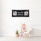 Banderoles Tout Anniversaire Noir & Argent Alors & Maintenant (En situation)