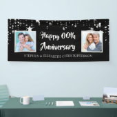 Banderoles Tout Anniversaire Noir & Argent Alors & Maintenant (Salon professionnel)