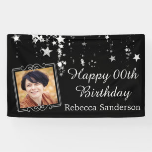 Banderoles Toute année Anniversaire Black and Silver Stars Ph