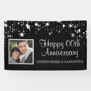 Banderoles Toute année Anniversaire Black Silver Stars Photo