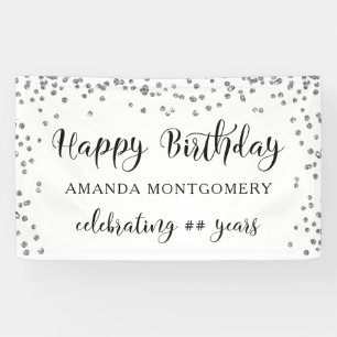 Banderoles Toute année Anniversaire Confetti Script Noir et A