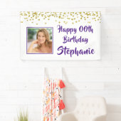 Banderoles Toute année Anniversaire Purple Gold Confetti Phot (En situation)