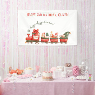 Banderoles Train 2e Anniversaire Aquarelle Santa Party Expres