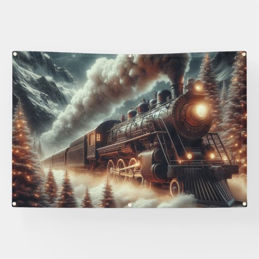 Banderoles Train de nuit d'hiver/Noël (Horizontal)