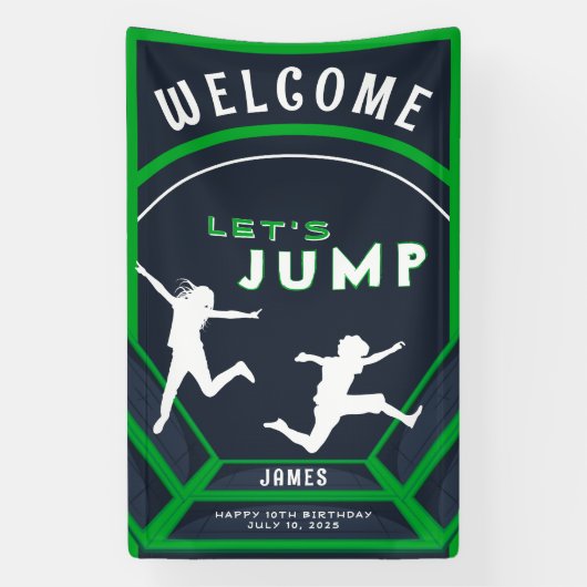Banderoles Trampoline Park Jump Green Birthday Party (Verticale)