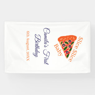 Banderoles Trancher Trancher Pizza bébé brun bleu 1er anniver