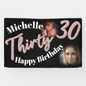 Banderoles Trente 30e anniversaire deux script photo rose ros (Horizontal)