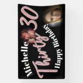 Banderoles Trente 30e anniversaire deux script photo rose ros (Verticale)