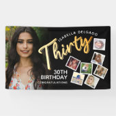 Banderoles Trente or 30e anniversaire photos en noir (Horizontal)