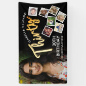 Banderoles Trente or 30e anniversaire photos en noir (Vertical)