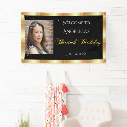 Banderoles Trentième Anniversaire, Paillettes Dorées, Personn (En situation)