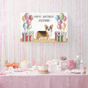 Banderoles Tri Pembroke Welsh Corgi roux Joyeux Anniversaire