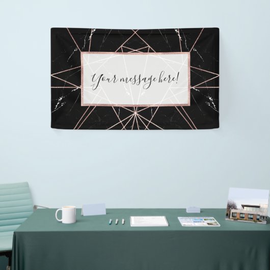 Banderoles Triangles en marbre doré Rose géométrique moderne (Salon professionnel)