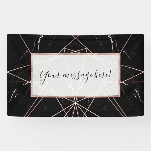 Banderoles Triangles en marbre doré Rose géométrique moderne (Horizontal)