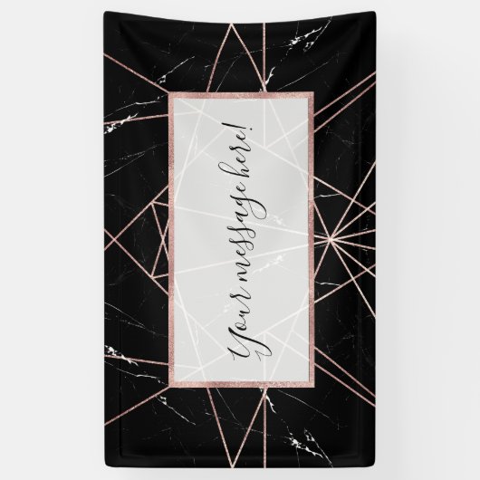 Banderoles Triangles en marbre doré Rose géométrique moderne (Vertical)