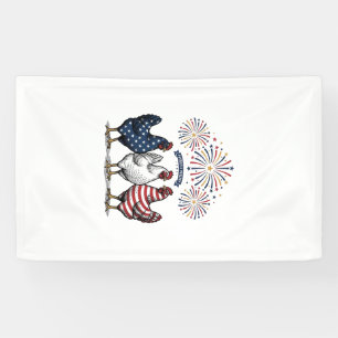 Banderoles Trio de poulets patriotiques Gravure vintage vecte